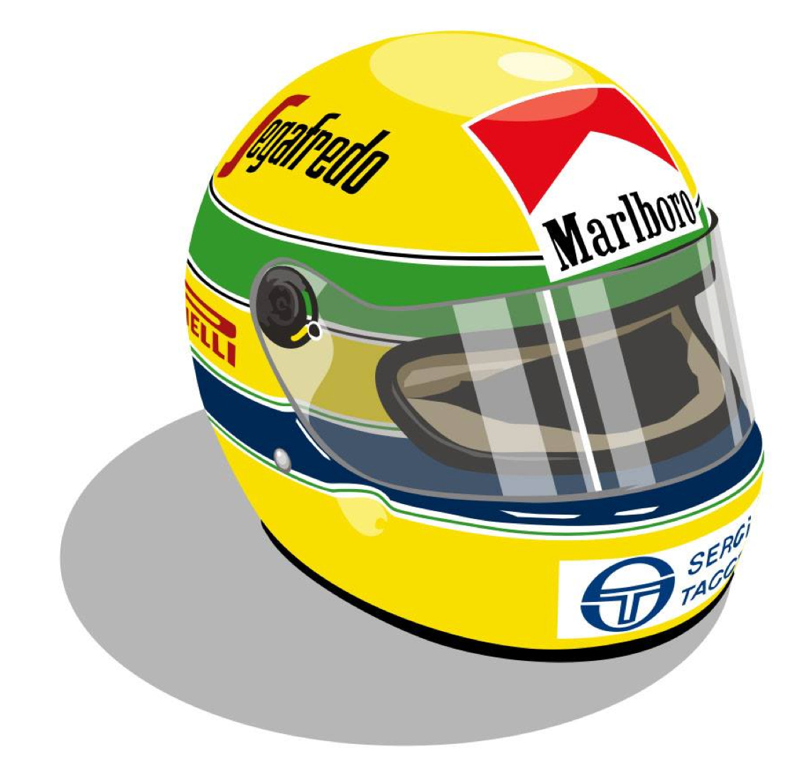 Illustration Ayrton Senna s Monaco Helmet 1984 - Motorsport Retro